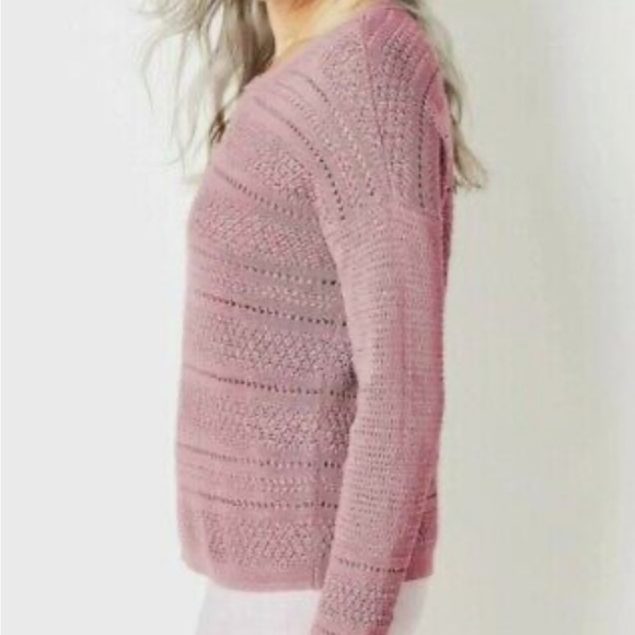 J Jill Women's Sweater pink crocheted - Picture 2 of 6